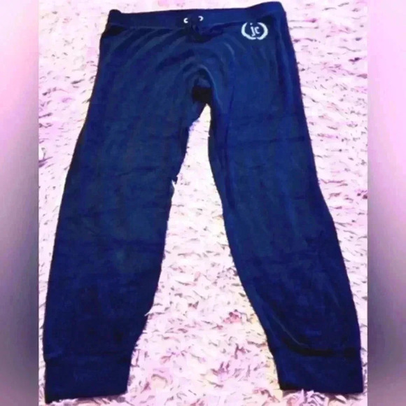Vintage Y2K Juicy Couture Black Velour Comfy Cozy Casual Track Pant Jogger SZ L - Picture 1 of 3
